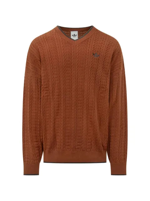 adidas cable-knit V-neck sweater