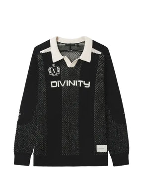 FIVE CM logo-intarsia open-collar sweater