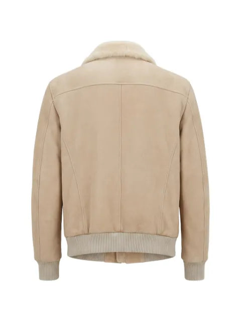 Barba shearling-collar leather jacket