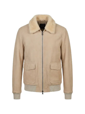 Barba shearling-collar leather jacket