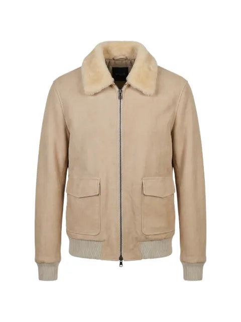 Barba shearling-collar leather jacket