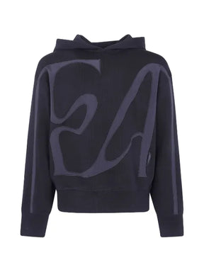 Emporio Armani French terry jersey hoodie with oversized EA embroidery