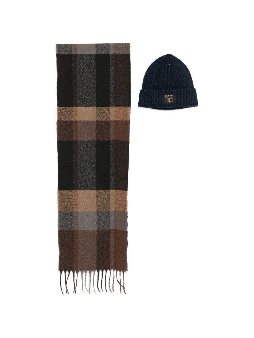Barbour Kariertes Schal-Set mit Fransen