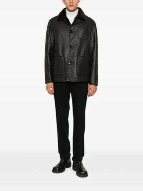 Manzoni 24 shearling-collar leather jacket