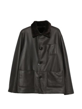 Manzoni 24 shearling-collar leather jacket