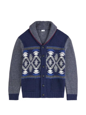 Fay geometric-pattern shawl-collar cardigan