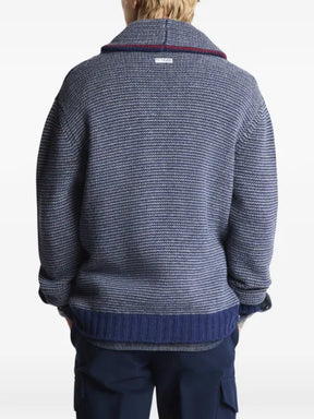 Fay geometric-pattern shawl-collar cardigan