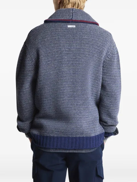 Fay geometric-pattern shawl-collar cardigan