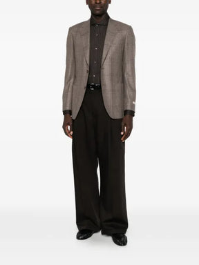 Canali check-pattern notched-lapels blazer