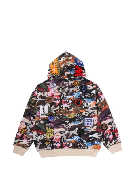 A BATHING APE® Hybrid Camo multi-badge Shark hoodie