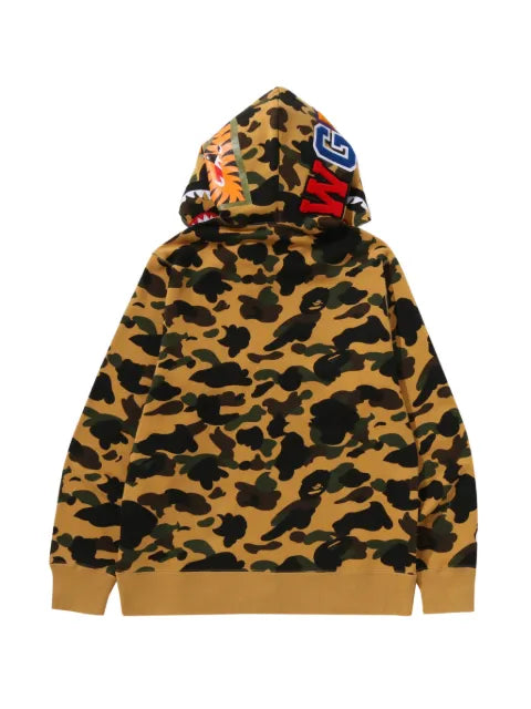 A BATHING APE® camouflage-print Shark-motif full-zip hoodie
