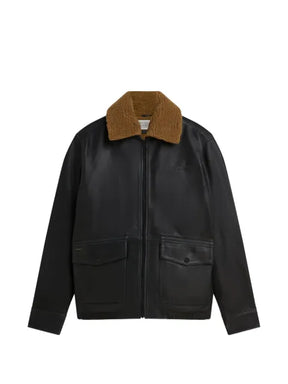 Scotch & Soda shearling-collar leather jacket