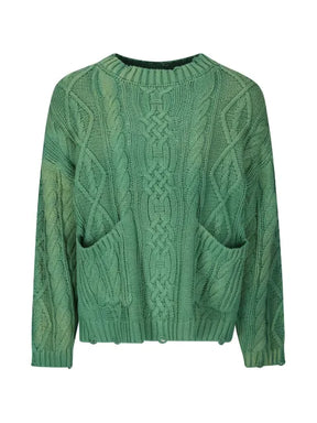 FOUND cable-knit distressed sweater