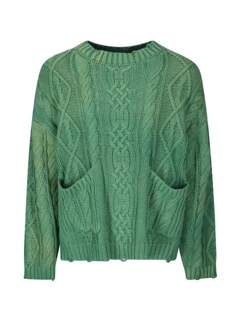 FOUND cable-knit distressed sweater