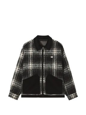 Musium Div. check-pattern corduroy-trim jacket