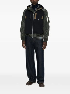 sacai panelled zip-fastening jacket