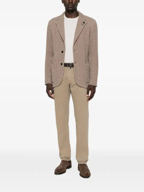 Lardini waffle-knit notched-lapel jacket