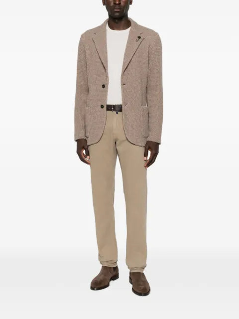 Lardini waffle-knit notched-lapel jacket