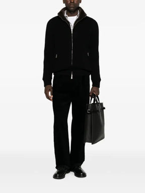 Barba ribbed-knit faux-fur-trim jacket