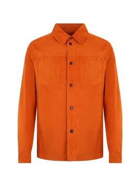 Moorer button-fastening leather shirt jacket