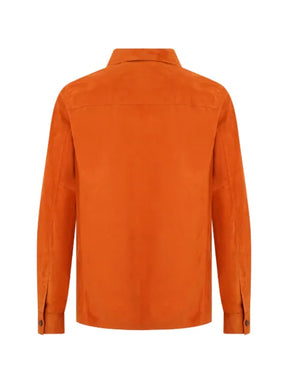Moorer button-fastening leather shirt jacket