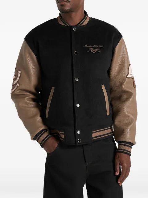 Manière De Voir Equestrian wool-blend varsity jacket - black