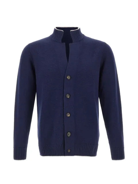 Eleventy ribbed-trim button-up cardigan