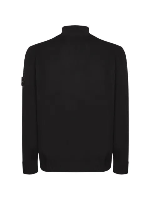 Stone Island logo-patch zip-up wool sweater