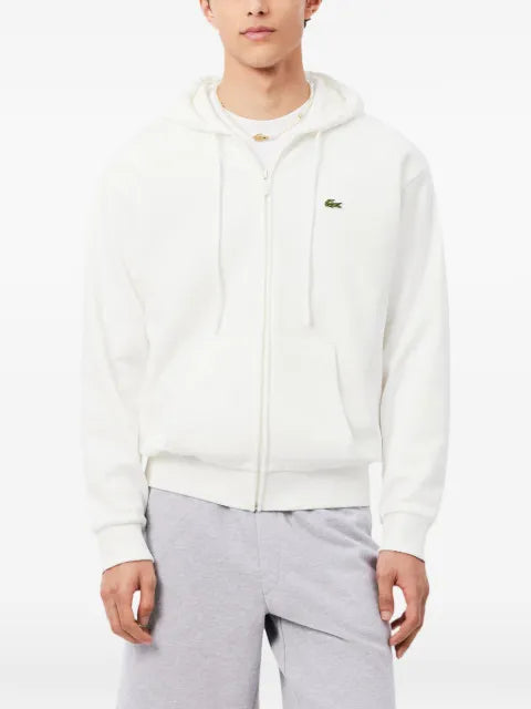 Lacoste logo-patch zip-up hoodie