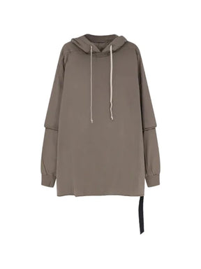Rick Owens DRKSHDW layered-sleeve drawstring hoodie