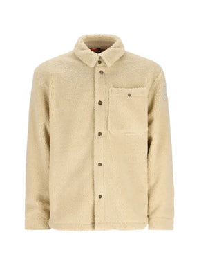 Napapijri logo-embroidered fleece shirt jacket