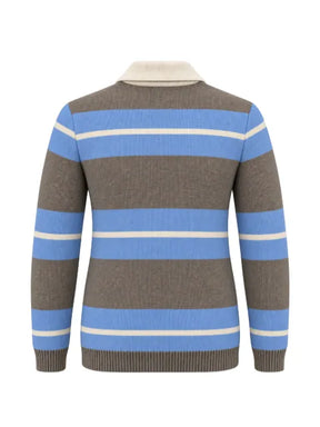 AMARANTO  striped polo-collar sweater