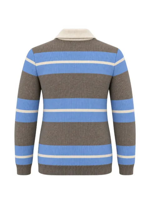 AMARANTO  striped polo-collar sweater