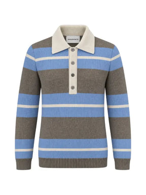 AMARANTO  striped polo-collar sweater