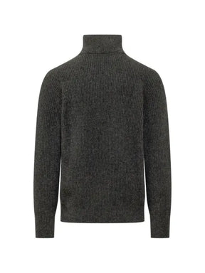 AMARANTO  ribbed-knit half-zip sweater