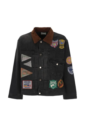 FOUND patch-detail corduroy-collar jacket