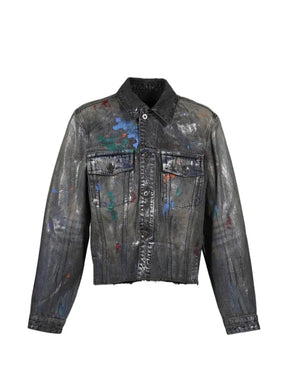 We11done painted-detail denim jacket