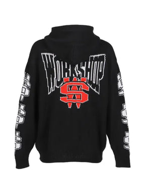 032c One Dollar Bill jacquard-knit logo-patch hoodie
