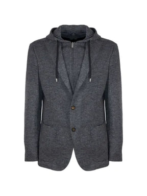 Eleventy hooded melange-effect jacket