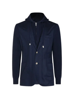 Eleventy hooded panelled wool jacket