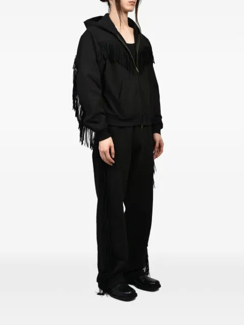Austin Post fringed zip-up hoodie
