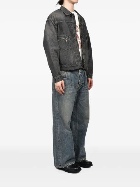 DAIRIKU faded box-silhouette denim jacket