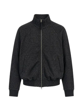 TOM FORD herringbone-pattern nubuck-detail sweater