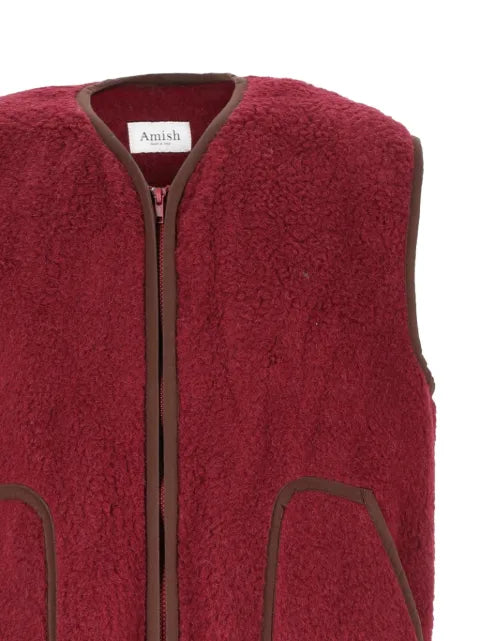 AMISH fleece-texture zip-up gilet