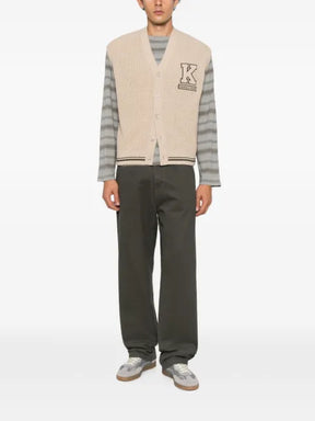 Maison Kitsuné logo-patch waffle-knit cardigan