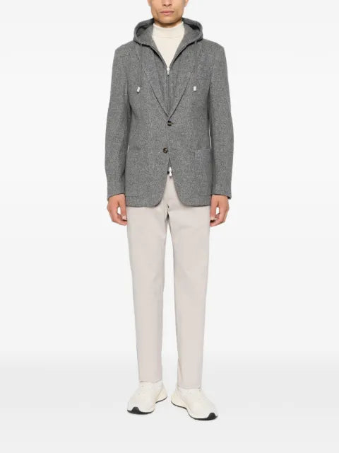 Eleventy hooded single-breasted jacket