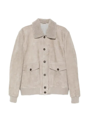 Eleventy shearling-collar suede jacket
