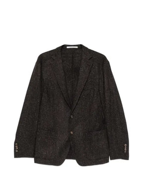 Eleventy herringbone-knit single-breasted jacket