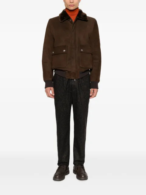 Eleventy shearling-collar suede jacket