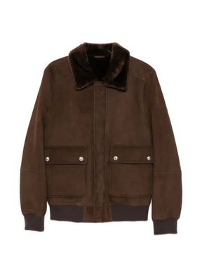 Eleventy shearling-collar suede jacket
